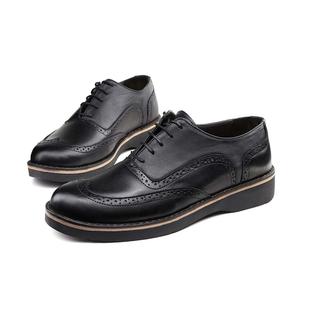کفش مردانه چرمی شیک از برند توگو مدل f90 رنگ مشکی