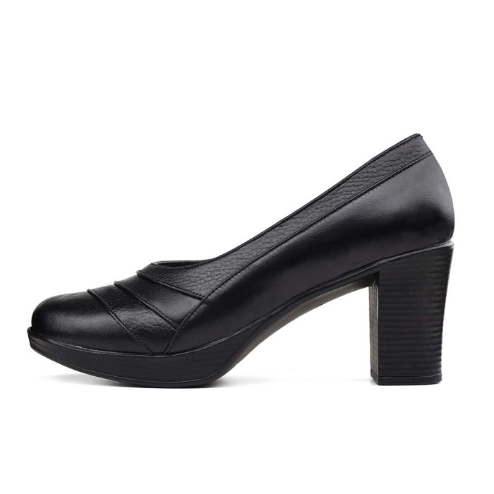 خرید آنلاین کفش پاشنه بلند چرم زنانه روشن مدل 7050 (حراجی) کد 01
