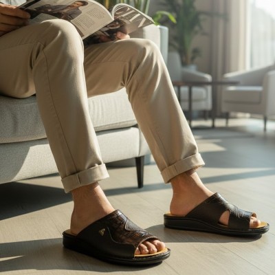 خرید آنلاین دمپایی چرم مردانه آرای مدل شاهین کد 03