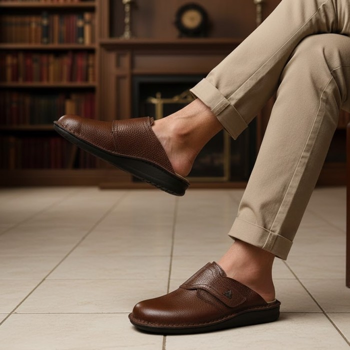 دمپایی دیابتی چرم مردانه آرای مدل آرال کد 15