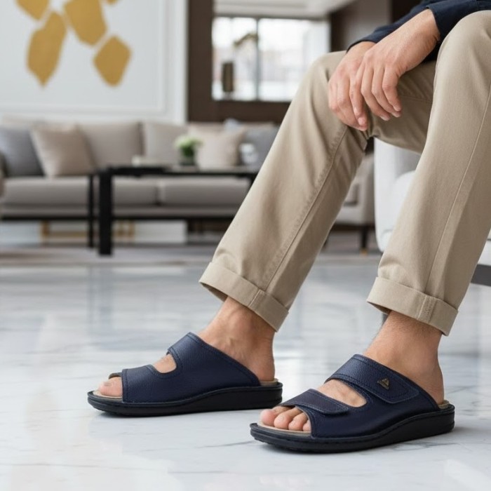 دمپایی چرمی مردانه آرای مدل آتیلا کد 02