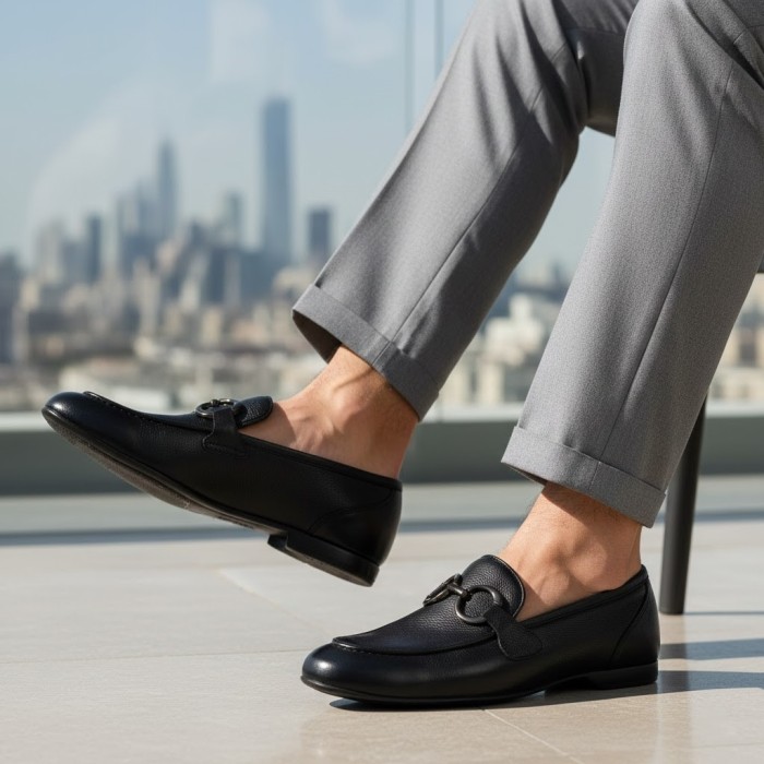 کفش مردانه کالج چرم شمس مدل F1 کد 01