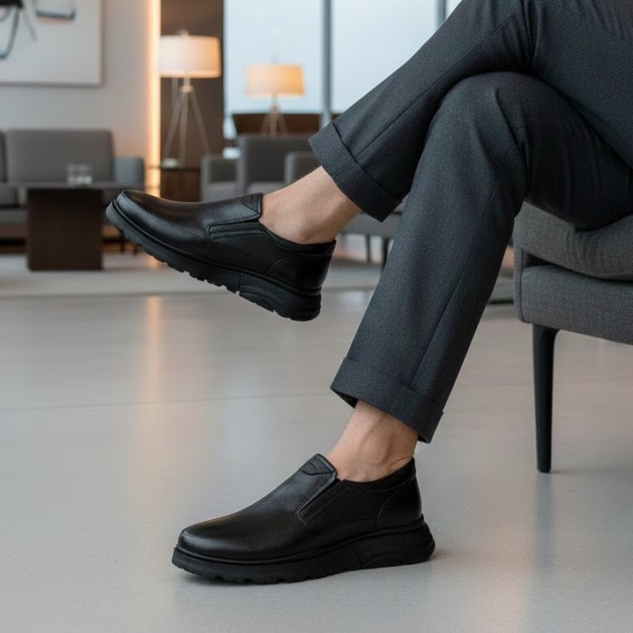 کفش طبی مردانه مشتاقی مدل پائولو بی بند کد 01