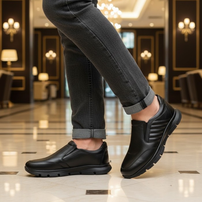 کفش چرم مردانه مشتاقی مدل سینا قاپاقدار کد 01