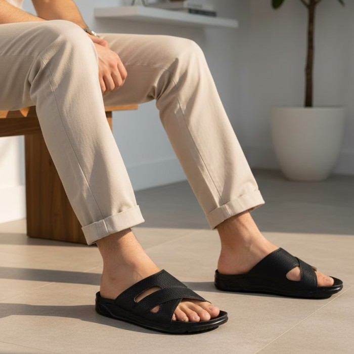 دمپایی طبی مردانه آوین مدل دوزیگزال 051 فلوتر کد 01