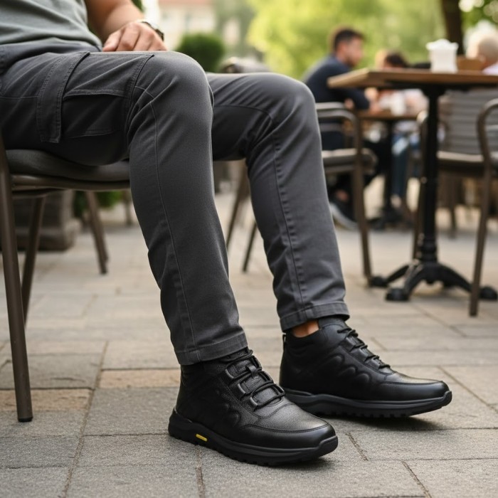 بوت چرم مردانه شمس مدل b9 کد 01