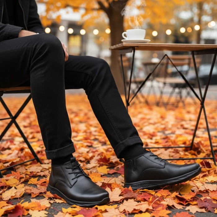 بوت مردانه چرم شمس مدل c10 کد 01