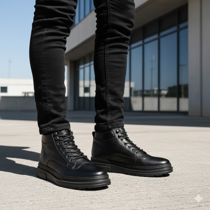 نیم بوت مردانه چرم شمس مدل سوبارو1 کد 01