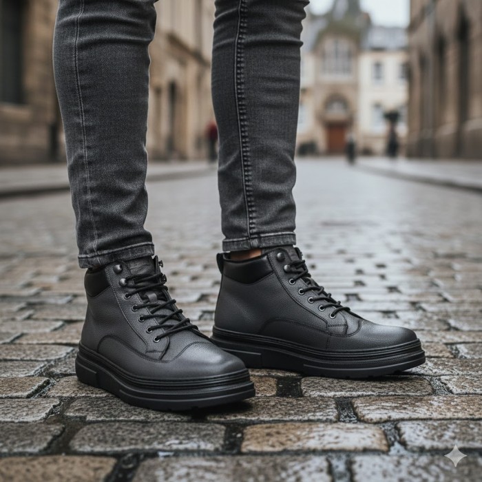 نیم بوت مردانه چرم شمس مدل سوبارو1 کد 13