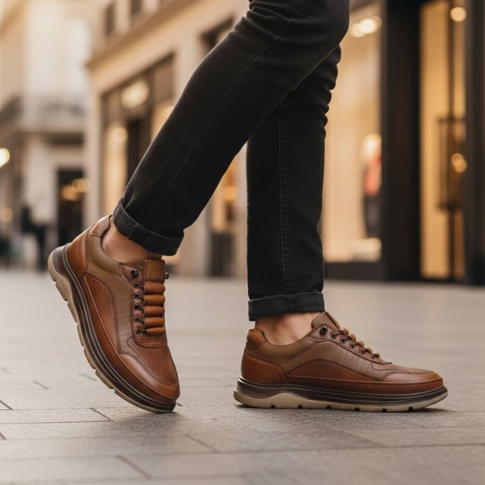 کفش طبی مردانه گلد مدل دامون بندی کد 15