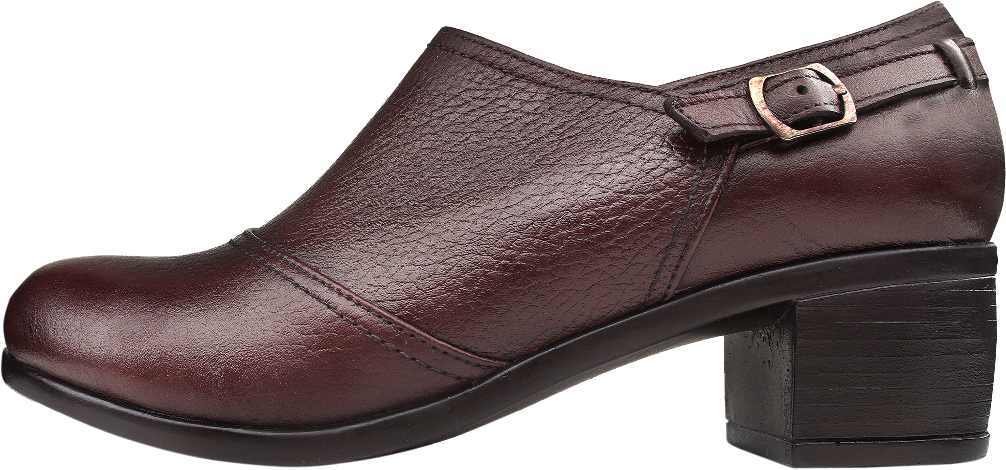 کفش پاشنه دار زنانه چرم روشن مدل 22-4085 عنابی